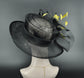 Kentucky Derby Hat: Black Feather Flower Sinamay Church Hat