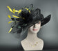 Kentucky Derby Hat: Black Feather Flower Sinamay Church Hat