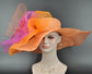 Orange Kentucky Derby Hat: Feather Flower Tea Party Hat