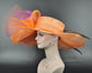 Orange Kentucky Derby Hat: Feather Flower Tea Party Hat