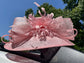 Blush Pink Sinamay Kentucky Derby Hat: Feather Flower Tea Party Wedding