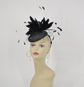 Black Sinamay Feather Fascinator: Kentucky Derby Tea Party Headband