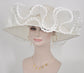 White Sinamay Kentucky Derby Hat: Feather Flower Tea Party Hat