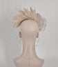 Champagne Silk Flower Fascinator Hat: Goose & Rooster Feathers