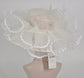 White Sinamay Kentucky Derby Hat: Feather Flower Tea Party Hat