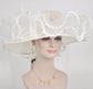 White Sinamay Kentucky Derby Hat: Feather Flower Tea Party Hat