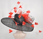 Black Kentucky Derby Hat with Red Feathers: Wide Brim Custom Hat