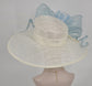 Wide Brim Sinamay Hat Church Kentucky Derby Hat Carriage Party Wedding Hat Royal Ascot Horse Race Oaks day hatOff White/Ivory w Powder Blue