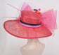 Wide Brim Kentucky Derby Hat Ascot Hat for Wedding & Tea Party, Garden Party Hat, Mother of the Bride, Church Red Hot Pink Black