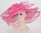 Hot Pink Sinamay Derby Hat: Wide Brim Bow Tea Party Hat