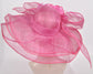 Hot Pink Sinamay Derby Hat: Wide Brim Bow Tea Party Hat