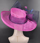 Fuschia Sinamay Derby Hat: Wide Brim Feather Ascot Hat