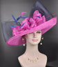 Fuschia Sinamay Derby Hat: Wide Brim Feather Ascot Hat