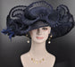 Navy Blue Sinamay Kentucky Derby Hat: Wide Brim Royal Ascot Hat