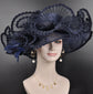 Navy Blue Sinamay Kentucky Derby Hat: Wide Brim Royal Ascot Hat