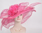 Hot Pink Sinamay Derby Hat: Wide Brim Bow Tea Party Hat