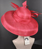 Red Sinamay Kentucky Derby Hat: Audrey Hepburn Style Wide Brim