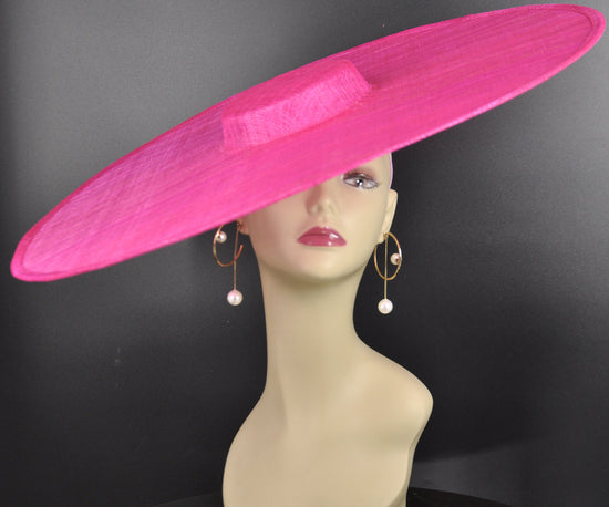 Fuchsia Sinamay Wide Brim Fascinator Hat: Kentucky Derby Millinery Supply