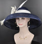 Navy Blue Sinamay Dome Hat: Kentucky Derby Tea Party Hat
