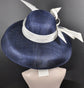 Navy Blue Sinamay Dome Hat: Kentucky Derby Tea Party Hat