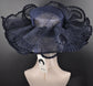 Navy Blue Sinamay Kentucky Derby Hat: Wide Brim Royal Ascot Hat