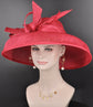 Red Sinamay Kentucky Derby Hat: Audrey Hepburn Style Wide Brim