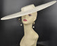Wide Brim White Sinamay Fascinator Hat: Kentucky Derby Millinery Supply (23.03 Diameter)