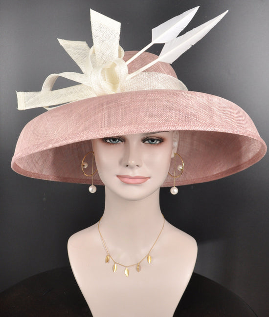 Blush Pink Sinamay Dome Hat: Audrey Hepburn Style DerbyTea Party