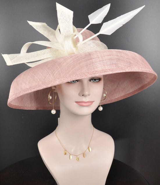 Blush Pink Sinamay Dome Hat: Audrey Hepburn Style Kentucky Derby Tea Party