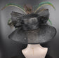 Black Sinamay Kentucky Derby Hat: Peacock Feather Church Wedding Hat