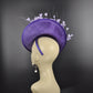 Purple Sinamay Fascinator Hat: Lavender Feather Flower, Rhinestone Derby Hat