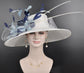 White Navy Blue Powder Blue Wide Brim Sinamay Hat For Kentucky Derby, Ascot Royal, Mother Of The Bride, Tea&Garden Party,Church, Wedding