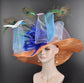 Orange Kentucky Derby Hat: Royal Blue Feather Church Hat