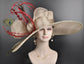 Taupe Sinamay Derby Hat: Royal Ascot, Wedding, Tea Party