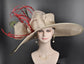 Taupe Sinamay Derby Hat: Royal Ascot, Wedding, Tea Party