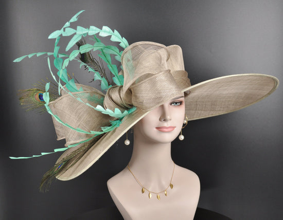 Taupe Sinamay Derby Hat: Royal Ascot, Tea Party Wedding