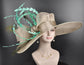 Taupe Sinamay Derby Hat: Royal Ascot, Tea Party Wedding