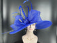 22089 Royal Blue Royal Ascot Horse Race Oaks day hat Carriage Tea Party Wedding Kentucky Derby Hat Party Hat Wide Brim Sinamay Hat