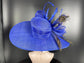 22089 Royal Blue Royal Ascot Horse Race Oaks day hat Carriage Tea Party Wedding Kentucky Derby Hat Party Hat Wide Brim Sinamay Hat