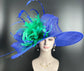 Royal Blue Feather Kentucky Derby Hat: Peacock Ascot Tea Party Hat