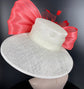 Wide Brim Sinamay Derby Hat: Powder Blue Silk Abaca Bow