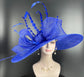 Royal Blue Derby Hat with Feathers, Ascot Style