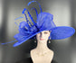 Royal Blue Derby Hat with Feathers, Ascot Style