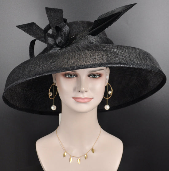 Black Sinamay Dome Hat: Audrey Hepburn Style DerbyTea Party