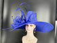 22089 Royal Blue Royal Ascot Horse Race Oaks day hat Carriage Tea Party Wedding Kentucky Derby Hat Party Hat Wide Brim Sinamay Hat