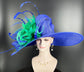 Royal Blue Feather Kentucky Derby Hat: Peacock Ascot Tea Party Hat