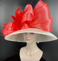Wide Brim Sinamay Derby Hat: Powder Blue Silk Abaca Bow