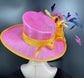 Sinamay Kentucky Derby Hat: Hot Pink & Navy Feather Ascot Hat