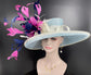 Sinamay Kentucky Derby Hat: Wide Brim Feathered Church Ascot Hat