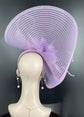 Cute Jumbo Lilac Royal Ascot Horse Race Oaks day hat  Fascinator Kentucky Derby Hat Church Tea wedding Party Hat